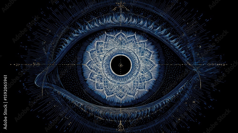 Fototapeta premium Mystical eye, intricate design, dark background