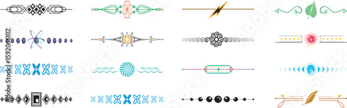 Elegant vector decorative line divider set featuring modern, abstract, and vintage styles. Perfect for page breaks, headings, invitations, or web elements. Isolated on white background.