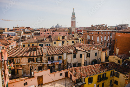 Panoramic view of the tiled roofs of Venice. Italy is typical
