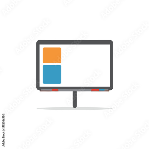 Empty chalkboard with colored rectangles of chalk on white background