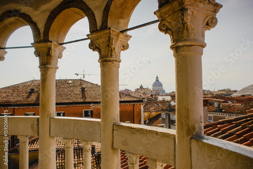Panoramic view of the tiled roofs of Venice. Italy is typical
