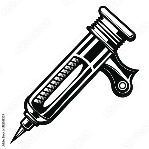 Monochrome Vector Illustration of a Hypodermic Needle a Symbolic Representation of Medical Procedures Health Care and the Modern Medical Instrument