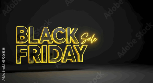 Black Friday Sales Event Glowing Gold Announcement for Exclusive Shopping