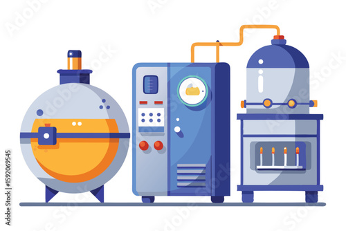 Whimsical Science Laboratory Setup with Colorful Equipment and Apparatus for Experiments and Research Processes in a Bright and Modern Style