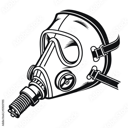 Vintage Gas Mask Illustration A Symbol of Resilience in Harsh Times and Post Apocalyptic Scenarios