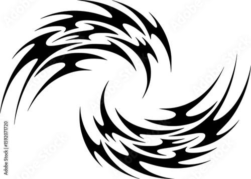 Abstract tribal swirl design decorative element graphic illustration vector art