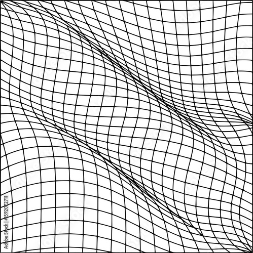 Abstract wavy grid pattern in black and white graphic design