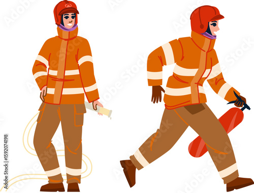 bravery firefighter woman vector