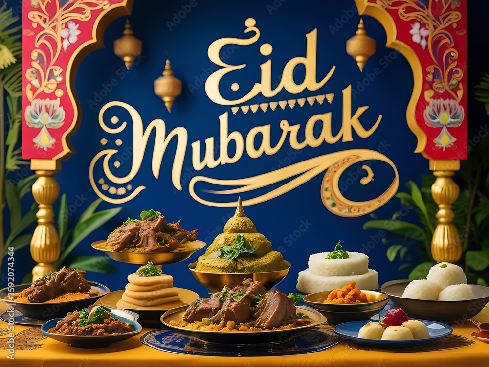 Fototapeta premium Eid Mubarak Feast Delicious Food. (1)