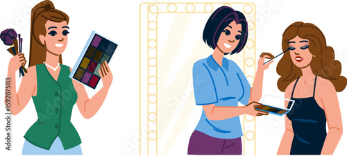 glamour makeup artist woman vector