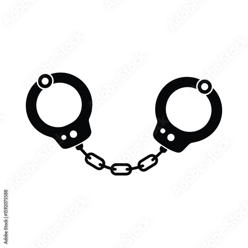 Black silhouette of handcuffs connected by a chain