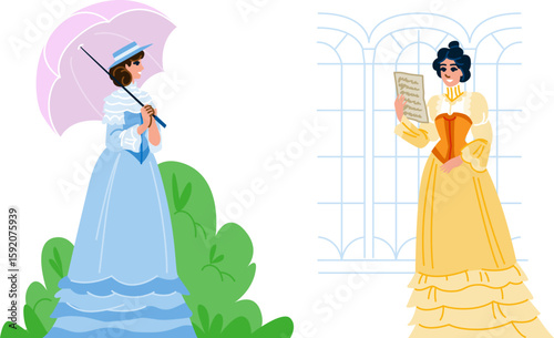 fashion victorian woman vector