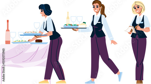 hospitality waitress woman vector