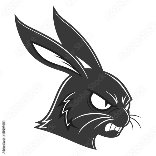 black rabbit vector illustration, Fierce Black Rabbit Illustration