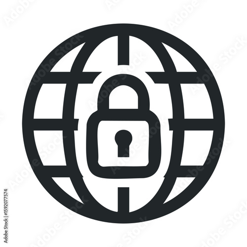 Secure global network concept with padlock symbolizing safety