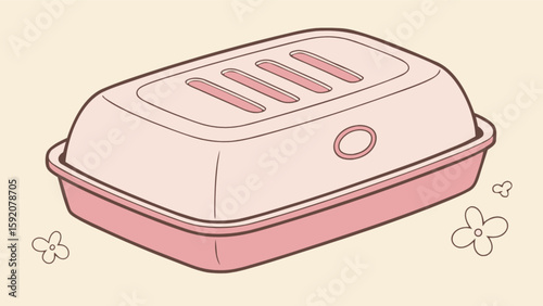 Pink soap dish with lid vector illustration for bathroom accessories and personal care product storage design