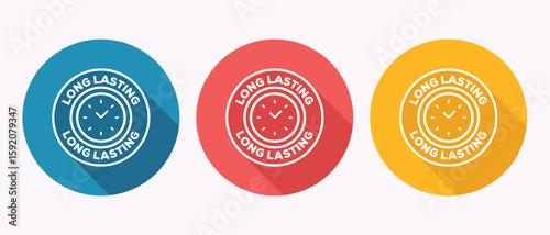 Colorful Long Lasting Icon Set Represents Time and Durability of Products