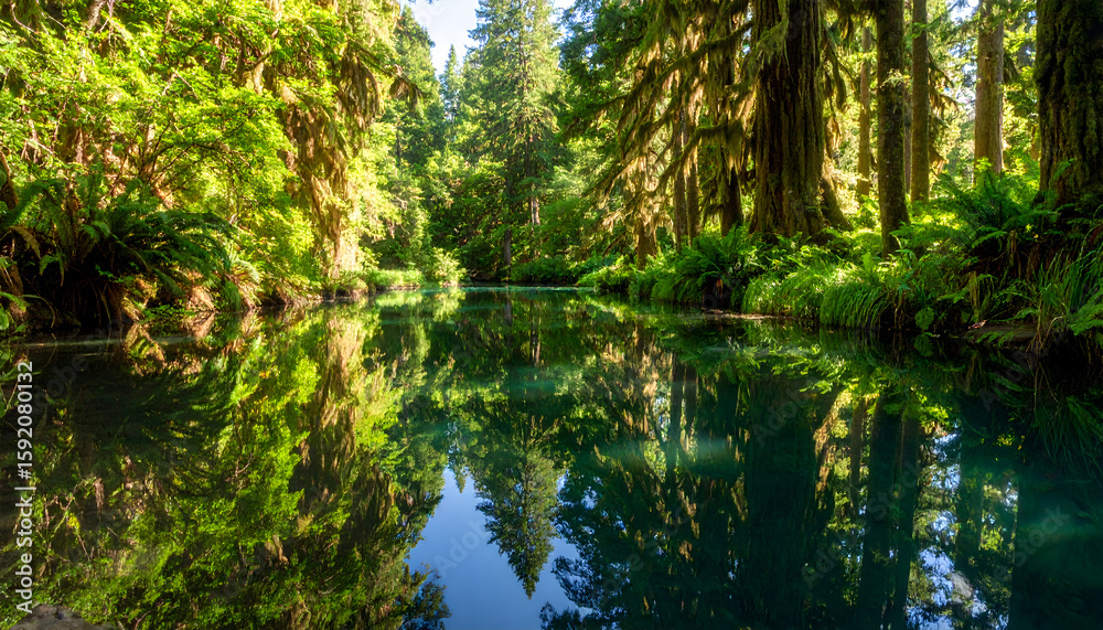 Obraz premium Tranquil Forest Lake Reflection