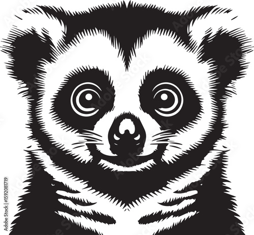 Lemur Face Woodcut Art