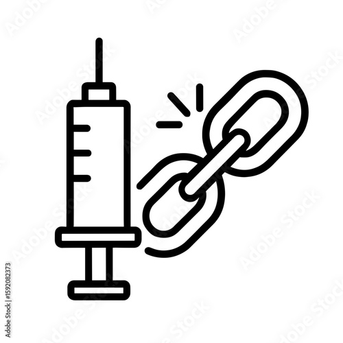 Injection-chain outline icon representing drug addiction