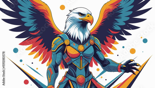Winged Eagle Hero in Stylized Armor