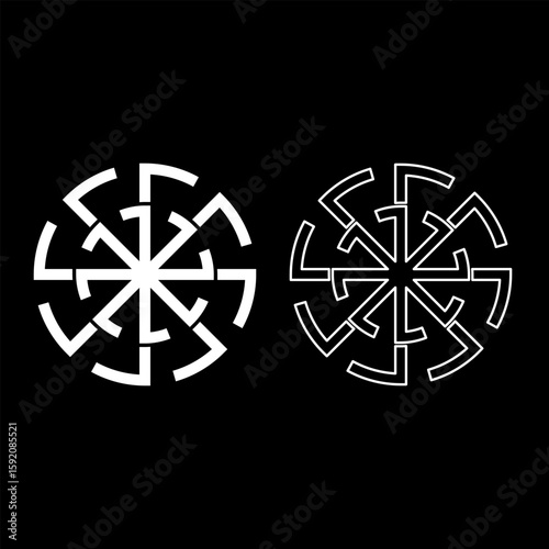 Svitovit symbol sign slavic pagan set icon white color vector illustration image solid fill outline contour line thin flat style