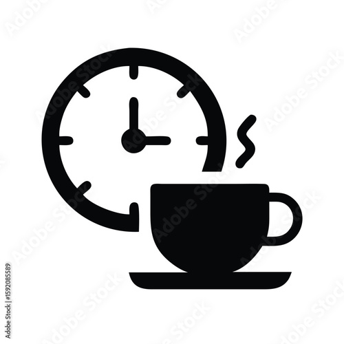 Coffee break time icon vector illustration for morning caffeine boost and relaxation schedule reminder concept