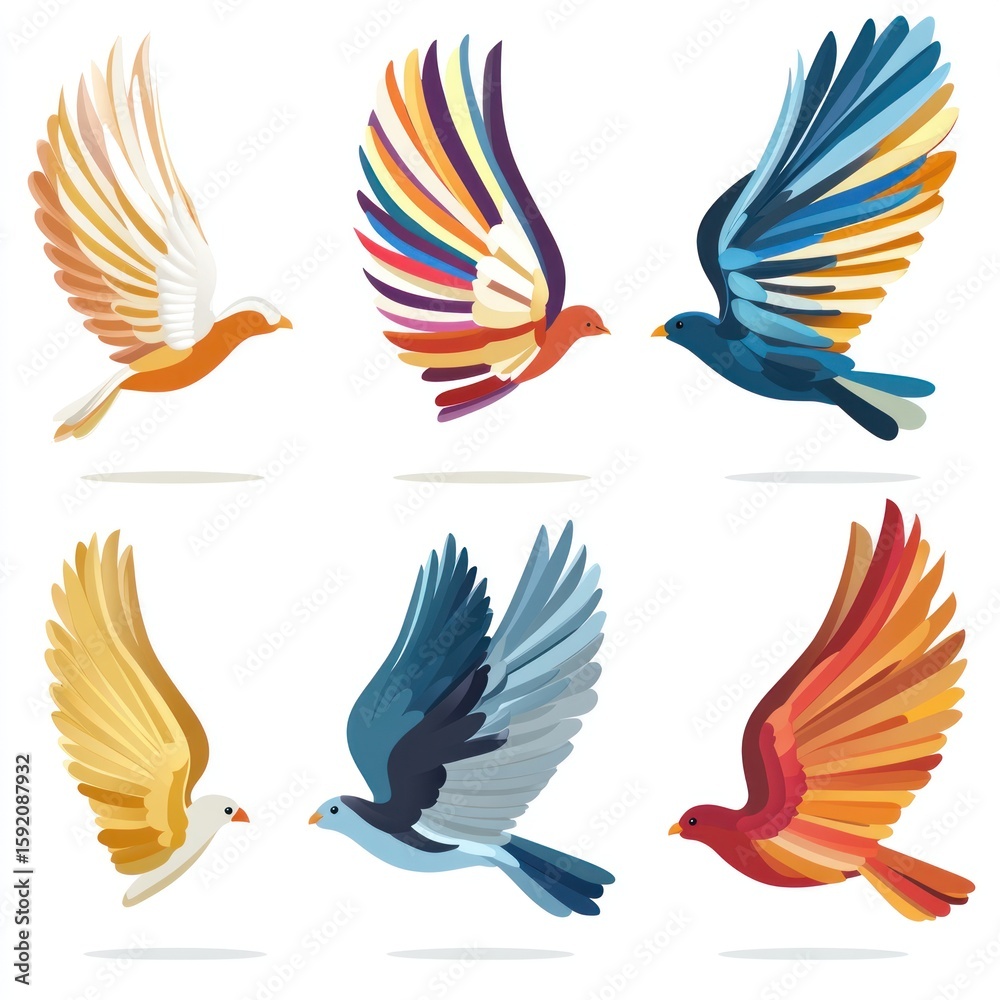 Obraz premium Colorful birds in flight