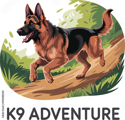 Majestic german shepherd dog portrait with detailed artistic rendering