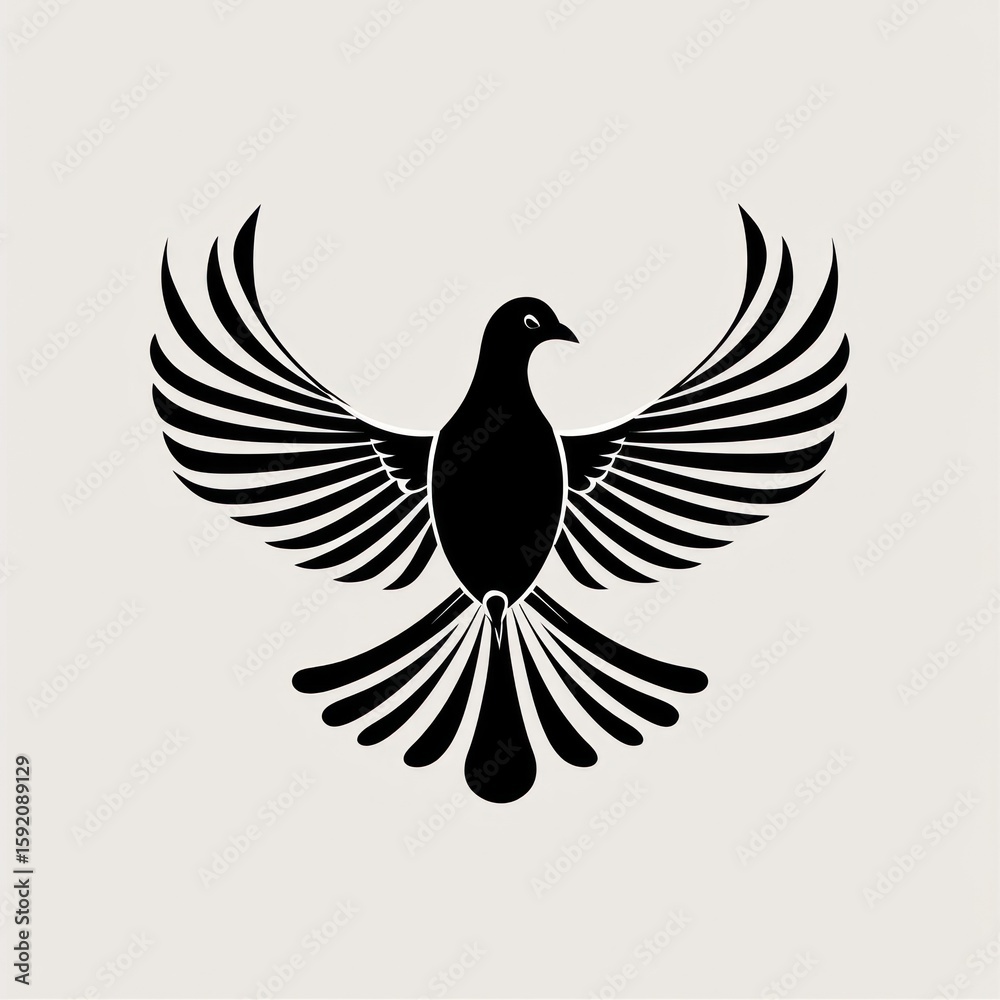 Obraz premium Stylized black dove in flight