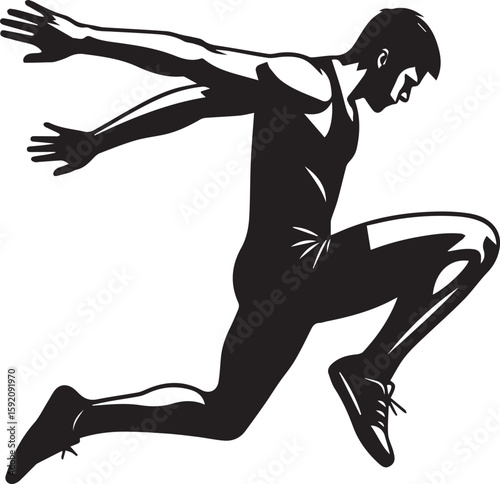 Dynamic Silhouette of an Athlete Mid-Jump, Capturing Motion and Athleticism