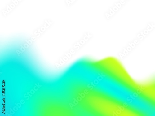 Abstract blurry gradient wavy backdrop. Fluid liquid element. Soft light blob with aura gradation. Blended vibrant multicolor wave
