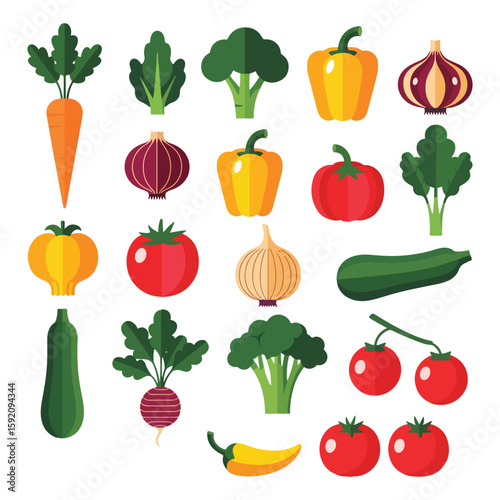 Colorful vector veggies illustration pack