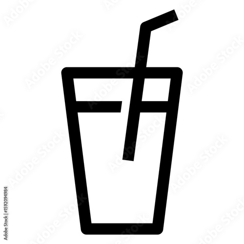 Icono vaso con pajita con líneas. Logo refresco de bebida de verano