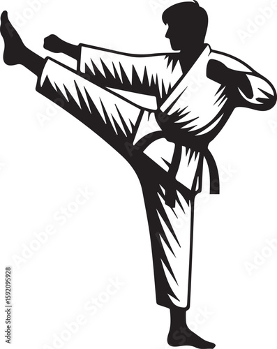 Karate Kick A Dynamic Illustration of Martial Arts in Action