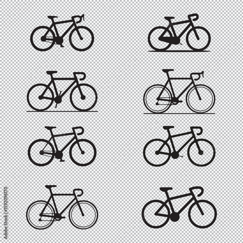 Silhouette bicycle icon bundle isolated on a white background, Editable Vector Bicycle Silhouette Icons on White Background. Clean and Simple Bicycle Icon Set Silhouette bicycle icon bundle isolated