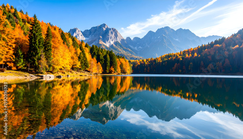 Autumn Lake Reflection In Mountains