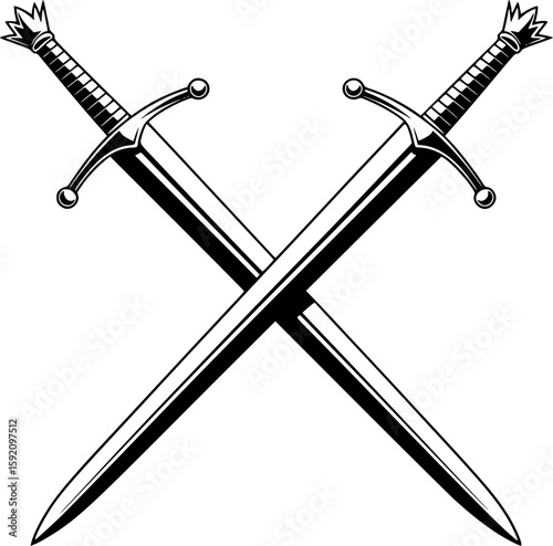 Crossed swords illustration depicting weapons symbolizing power and strength