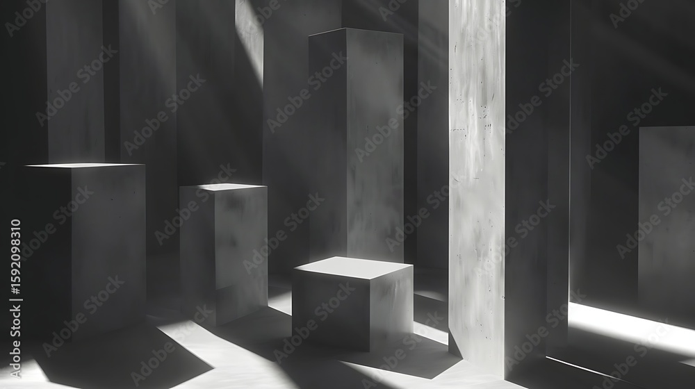 Fototapeta premium Monochrome textures highlighted by creative lighting.