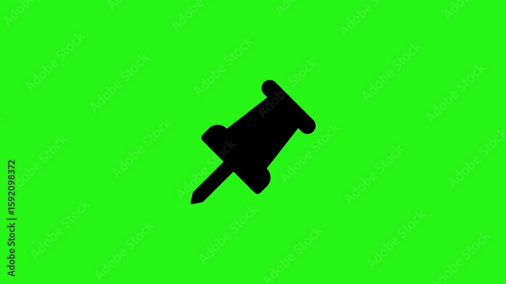 4K animated push pin icon with green screen background