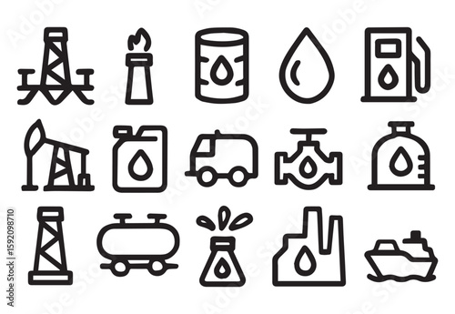 Duotone Black & White Icons for Oil & Gas Industry