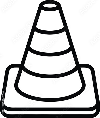 Traffic cone outline icon for construction road work or safety purposes