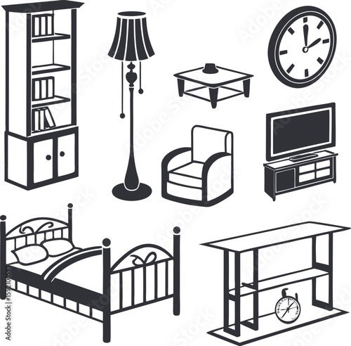Household Items Silhouette Vector Set