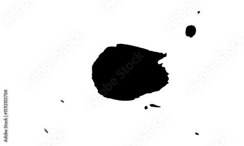 Black ink blot creates an abstract shape isolated on transparent background