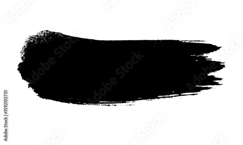 Black brush stroke creates a textured abstract shape isolated on white isolated on transparent background