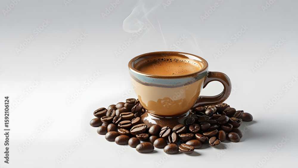 Fototapeta premium cup of coffee with beans