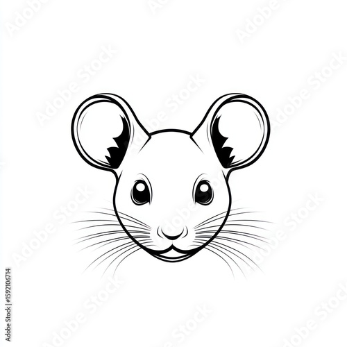 Simple black and white mouse head drawing