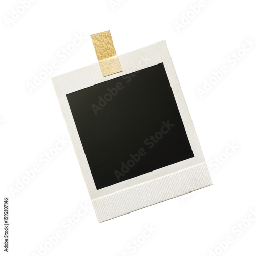 polaroid photo frame stick with tape isolated on white png