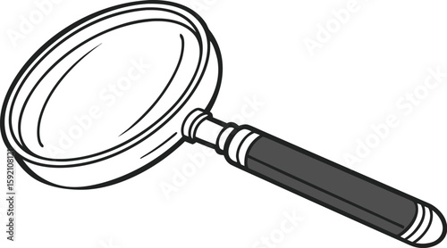 Cartoon Magnifying Glass with Black Handle – Vector Illustration