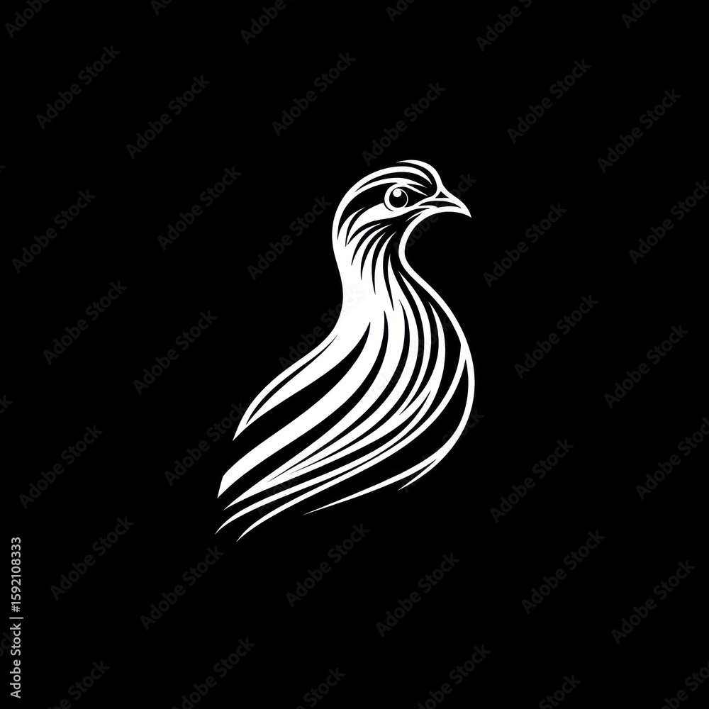 Fototapeta premium Stylized white bird silhouette on black background